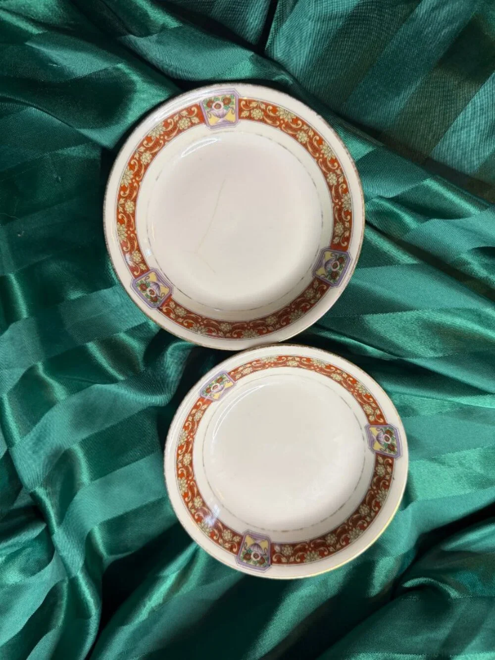 Antique 1891 Limoges Lanternier Red Bowls Movie Prop NOLA Provenance